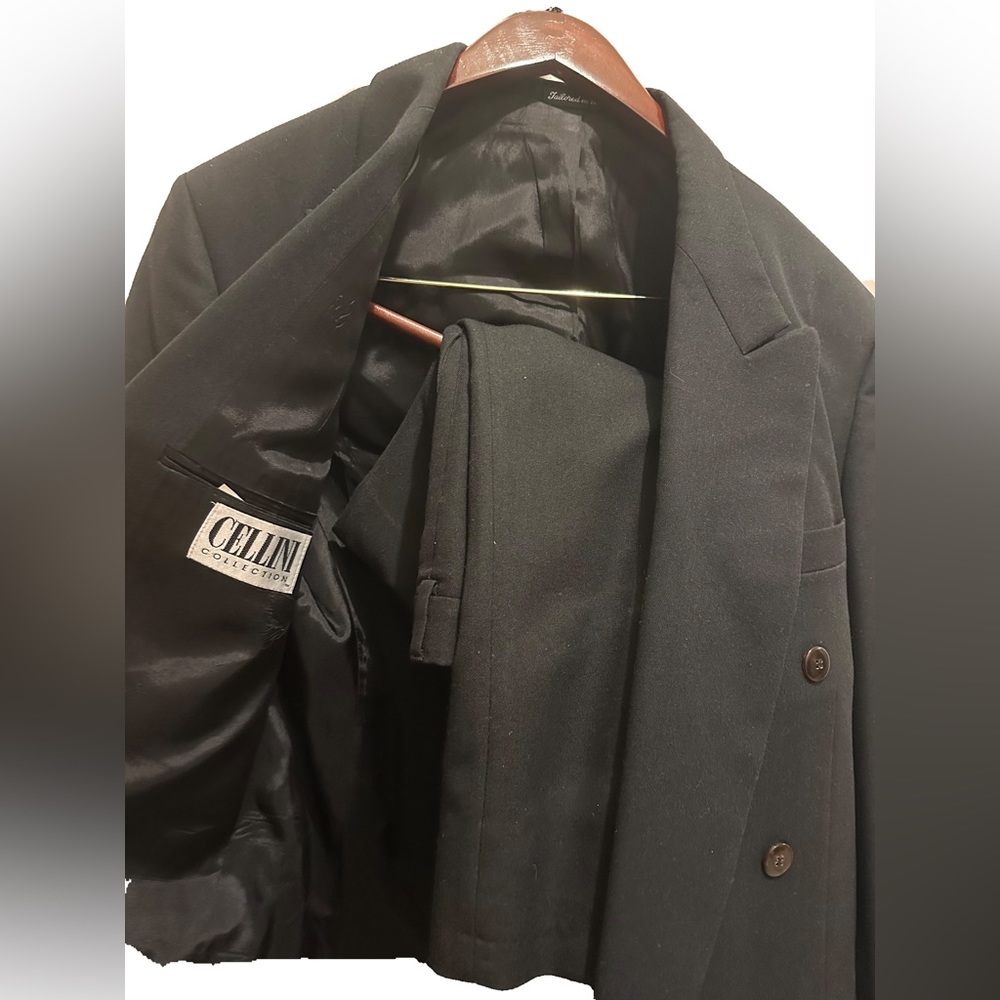 Cellini black suite jacket and dress pant combo 44R 33W